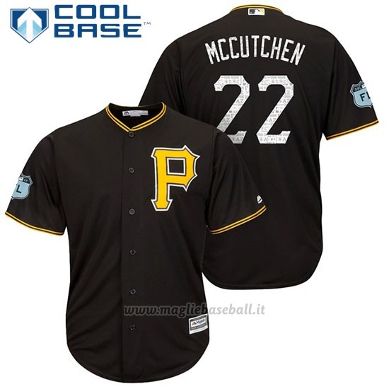 Maglia Baseball Uomo Pittsburgh Pirates Andrew Mccutchen Nero 2017 Allenamento Primaverile Cool Base Giocatore